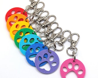 Party Pack - Paw Print Keychain - Rainbow Sets of 8