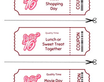 Sweet Sixteen - Birthday Quality Time Coupons -