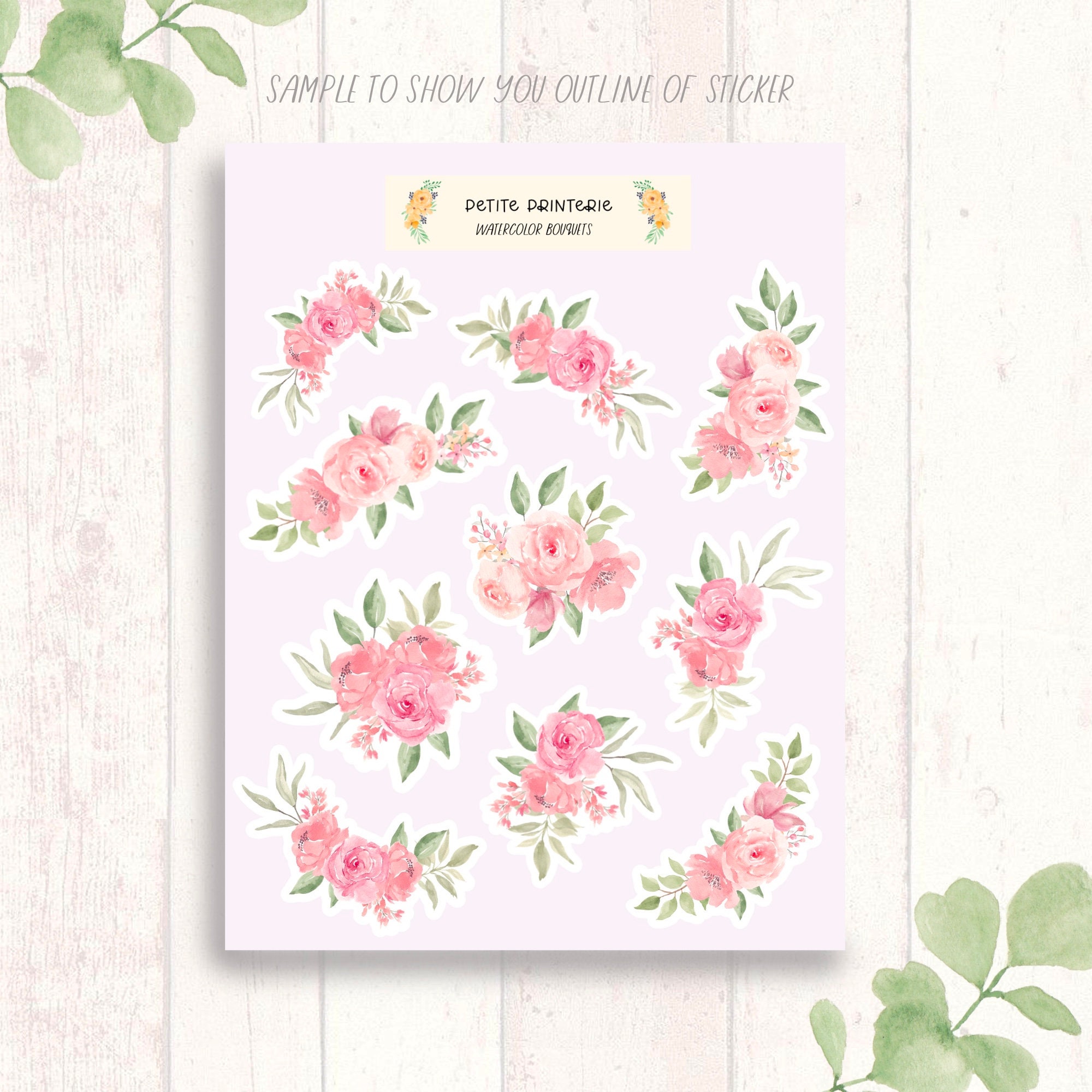 Watercolor Floral Stickers, Floral Sticker Sheet, Flower Sticker Sheet ...