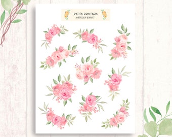Watercolor Floral Stickers, Floral Sticker Sheet, Flower Sticker Sheet, Erin Condren Stickers, Happy Planner Stickers, Planner Stickers
