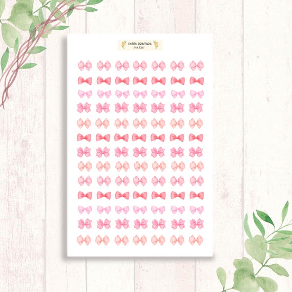 Pink Bow Stickers, Bows Sticker Sheet, Cute Bow Stickers, Pretty Bow  Stickers, Stickers for Planner, Stickers for Journal, Custom Made