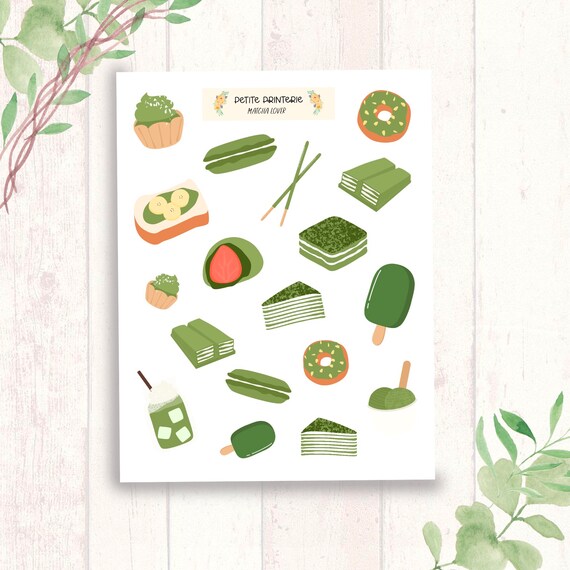 Matcha Stickers Green Tea Stickers Matcha Sticker Sheet Etsy