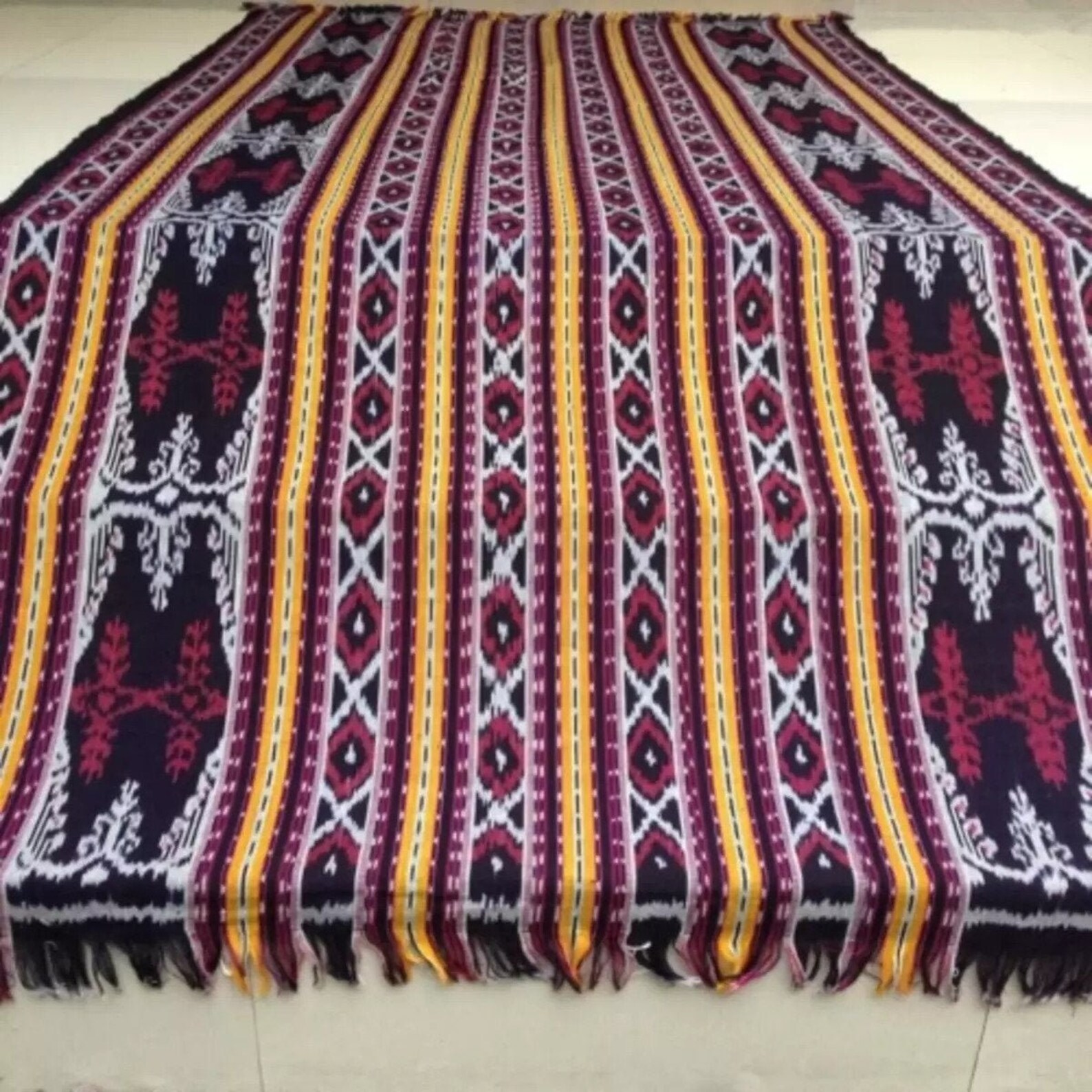 Ikat fabric Indonesia Woven throw blanket soft ikat Etsy