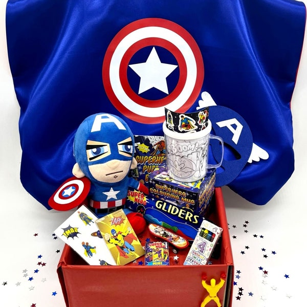 BRAND NEW The Superhero Blue Gift Box, Fun Gift for Children, Luxury Cape, Children's Birthday, Boys Gift, Dress Up, Imaginative Play,
