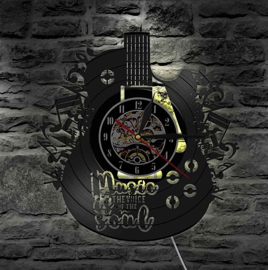 Vinyl Record LED Wall Clock Modern Design Music Theme Guitar Etsy