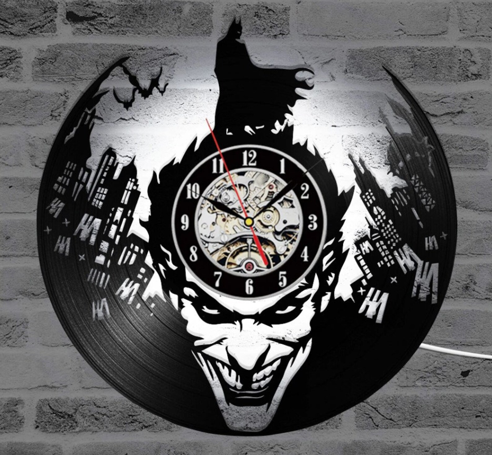 CD Record Joker Wall Clock 3D Vinyl Wall Watch Classic LED Etsy