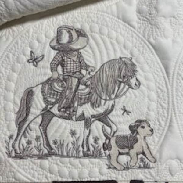 Little Cowboy and His Dog Heirloom Quilt