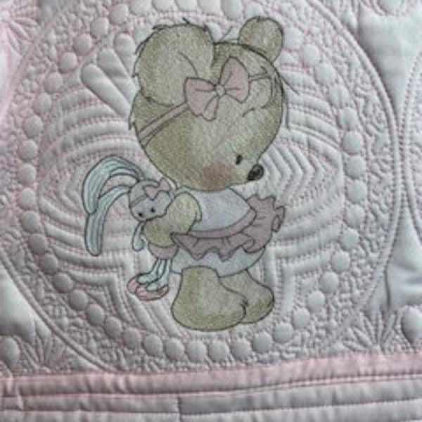 Pink Bear Heirloom Quilt