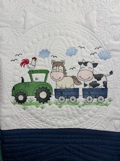 Farm Tractor with Animals Heirloom Quilt
