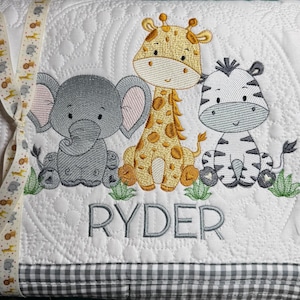 Elephant, Giraffe, Zebra Heirloom Quilt