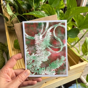Cartão Natureza da Primavera | Em branco por dentro | Tinta abstrata com imagens de impressão em gel feita à mão | Ecológico | Frete grátis nos EUA