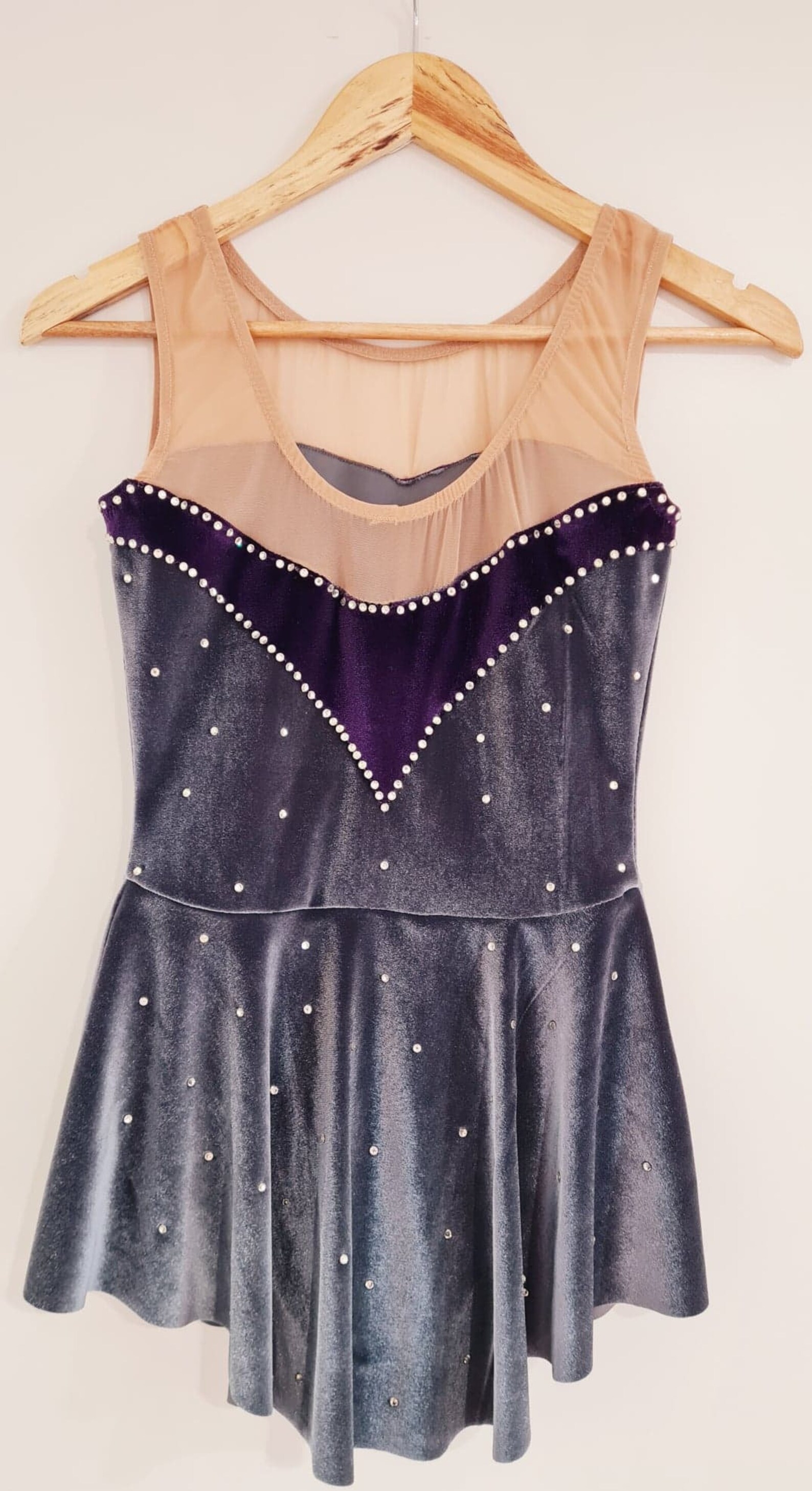 Figure Skating Dress Grey and Purple Velvet Ladies Size Etsy