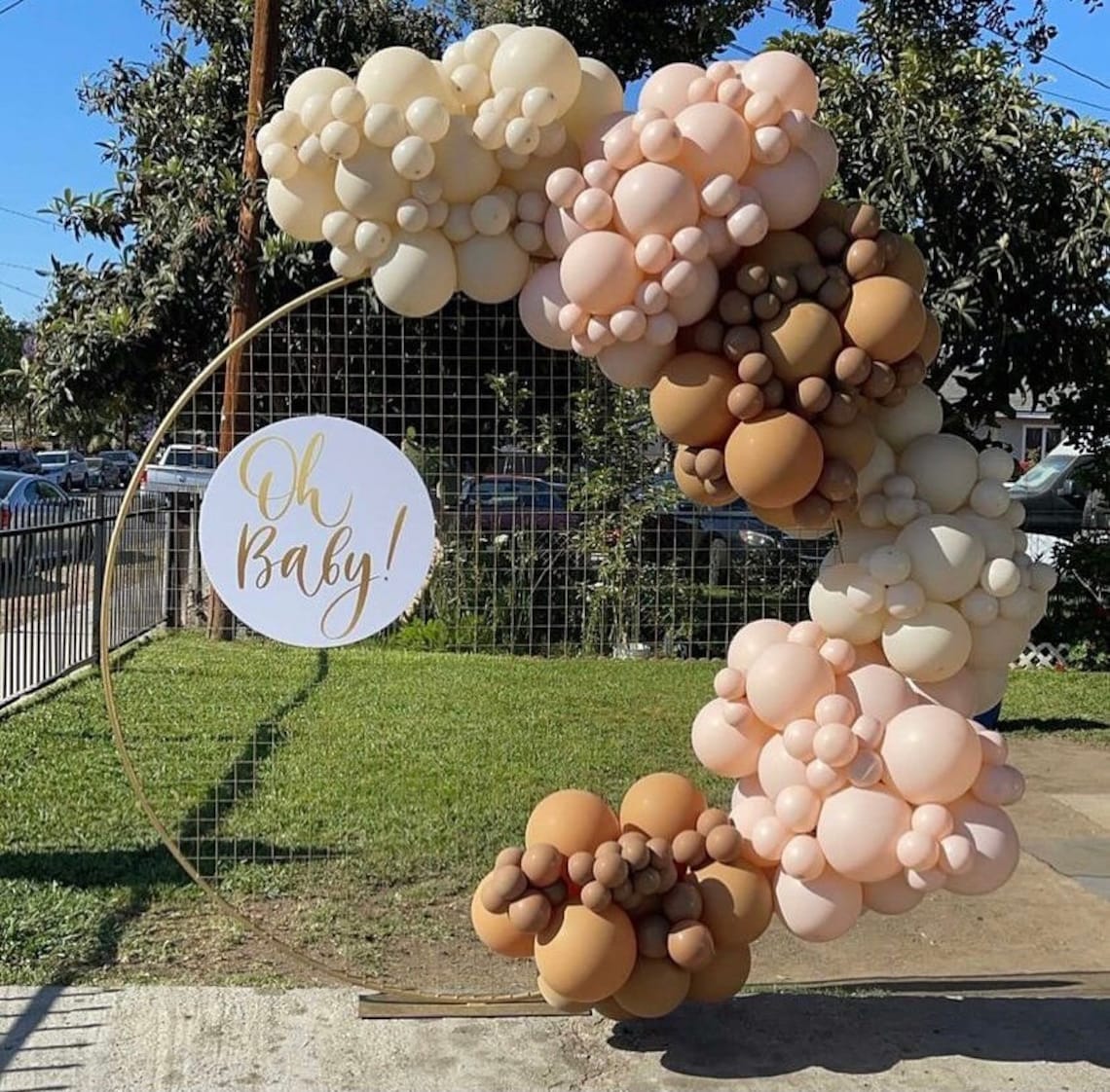 Oh Baby Round Cut Out Backdrop Nursery Baby Shower Gender Etsy