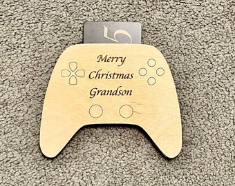 Personalised Gift Card Holder, Childs Voucher Wallet, Customize Cash Gift, Wooden Gift Card Envelope, Christmas Money, Gaming Voucher Wallet