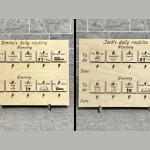 Personalised Wooden Daily Routine Chart, Kids Daily Routine Board ...