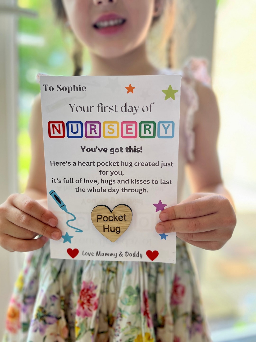 Personalised First Day of School Pocket Hug, Separation Anxiety Gift ...