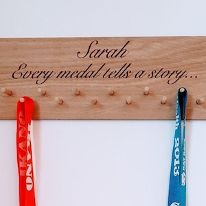 Personalised medal Hanger, Wooden Medal Hanger, Custom Medal Display, Running Medal Hanger, Personalise Wooden Plaque Sign, Gymnastics Medal