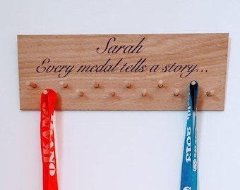 Personalised medal Hanger, Wooden Medal Hanger, Custom Medal Display, Running Medal Hanger, Personalise Wooden Plaque Sign, Gymnastics Medal