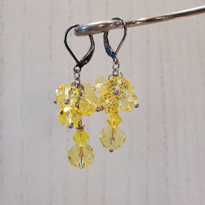 Yellow Cluster Earrings
