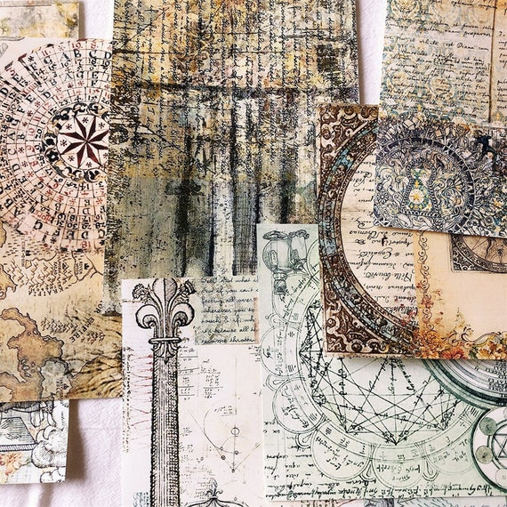 10 Sheets Vintage Alchemy Scrapbook Ephemera Paper Pack Retro Etsy