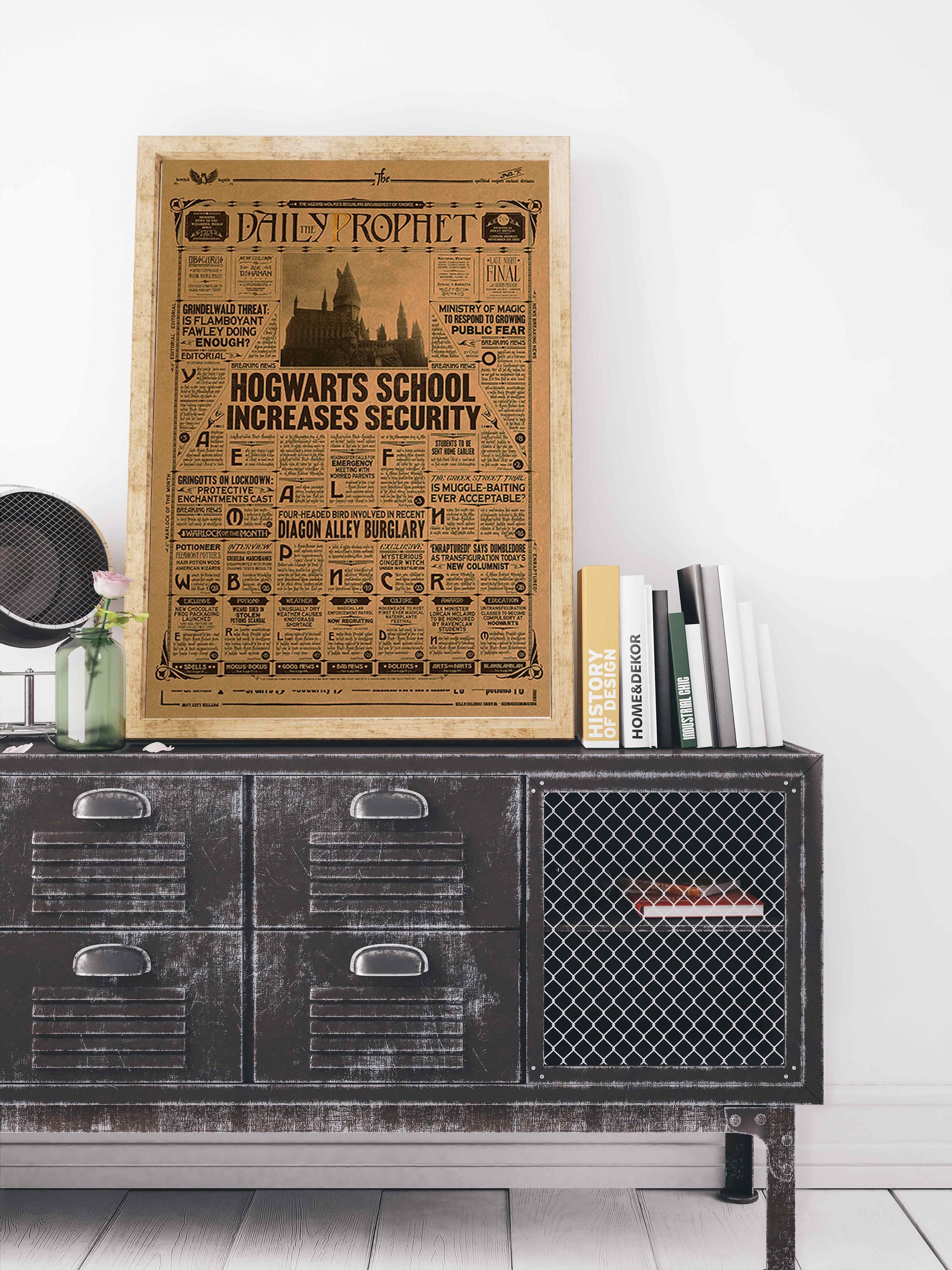 Discover Retro Wizard School Newspaper Poster, Retro Kraft Paper Poster Wall Art