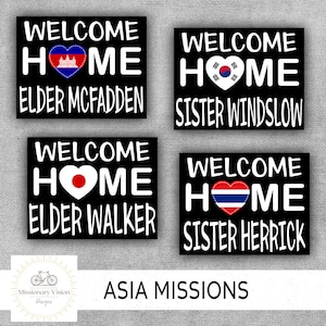 Asia Missions, Elder and Sister Missionary, Welcome Home Posters