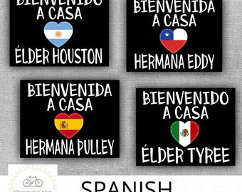 Carteles de bienvenida a casa en español, élder y hermana misionera