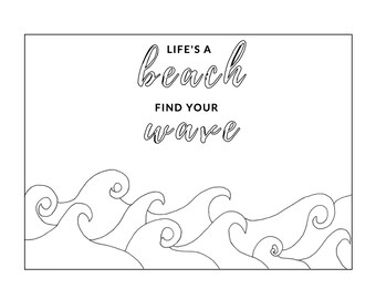 Wave Coloring Page Etsy