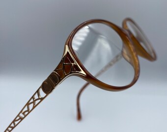 80er Jahre Christian Dior Optyl %100 authentische Honig farbige goldene Frauen Brille NOS