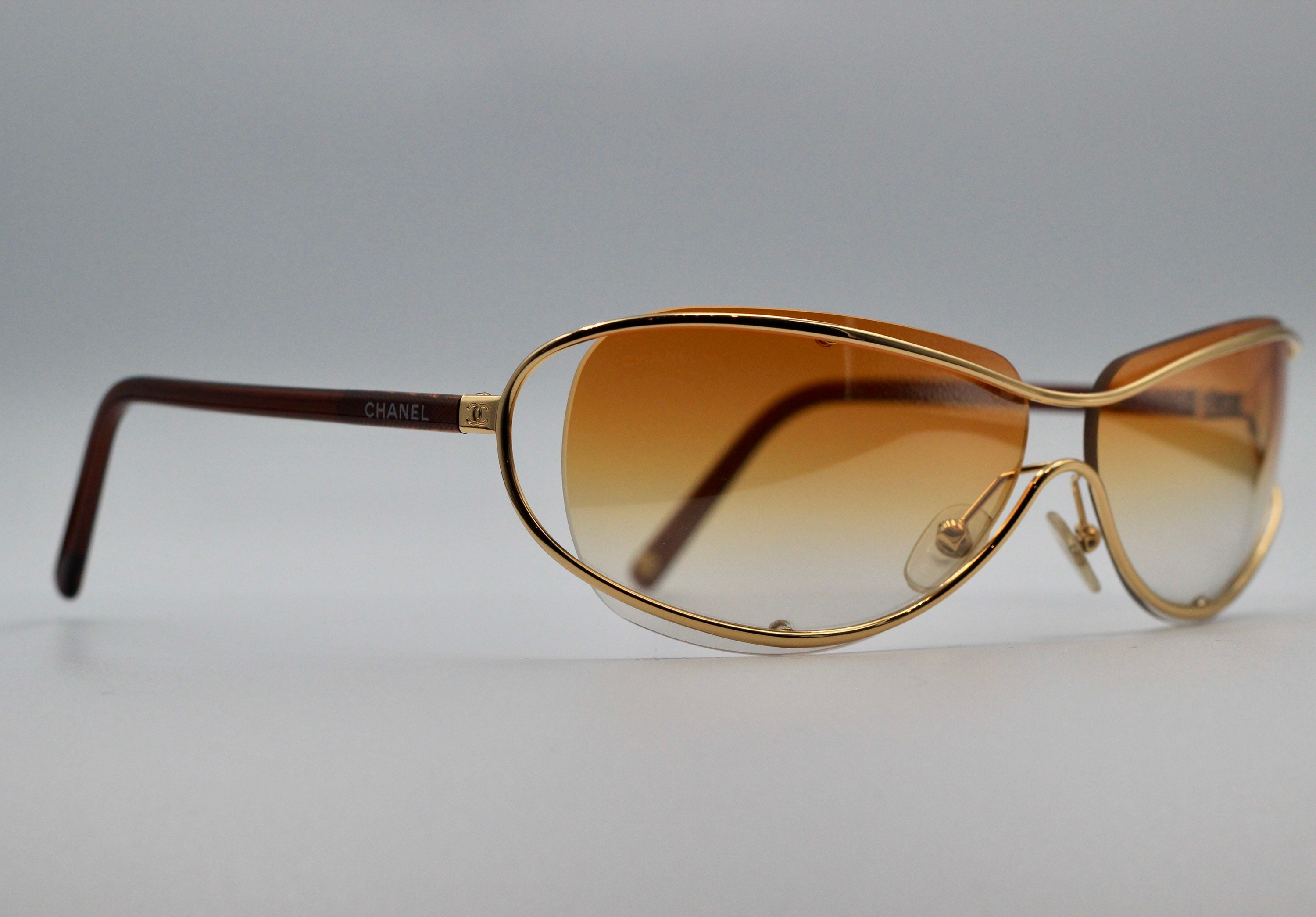 Authentic Chanel Gold CC Rectangular Sunglasses – Vanilla Vintage