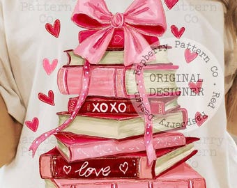 Valentine's Day Book PNG, All Booked For Valentines PNG, Teacher Valentine's Day, Coquette Book Lover PNG, Books Are My Love Language Png