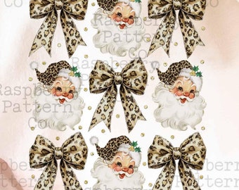 Leopard Coquette Christmas Png, Coquette Santa Png, Leopard Santa Png, Santa Claus Png, Trendy Santa Png, Retro Vintage Christmas PNG