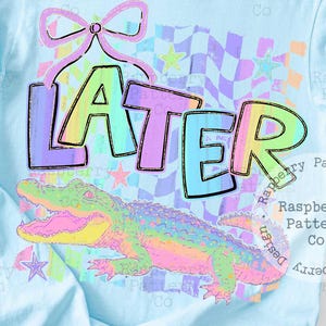 Późniejszy aligator PNG, Późniejszy krokodyl, Zabawny sarkastyczny aligator PNG, Preppy Rainbow Girly PNG, Ręcznie rysowane napisy, Modne popularne PNG