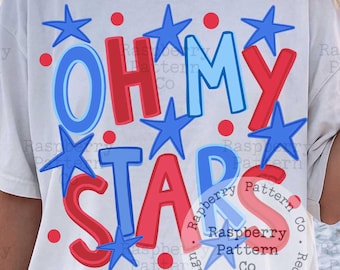Oh My Stars USA PNG, PNG patriótico del 4 de julio de EE. UU., PNG femenino del 4 de julio, 250 cumpleaños de Estados Unidos 1776, PNG popular y de moda, descarga digital