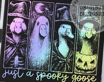 Just a Spooky Goose Png, Spooky Season PNG, Trendy Halloween PNG, Pastelowe wzory koszulek na Halloween w stylu grunge, Retro Halloween PNG, Horror Movie png
