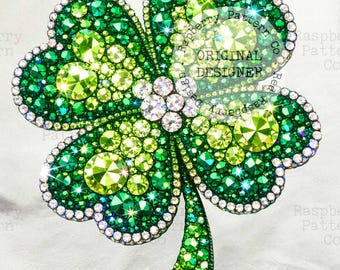 St Patrick's Day Shamrock PNG, Faux Rhinestone Lucky Clover PNG, Trendy Viral PNG, Glitter Shamrock, Preppy St Paddy's png, Digital Download