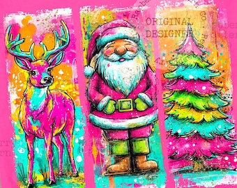 Preppy Christmas PNG: Santa, Reindeer, Tree (Digital Download)