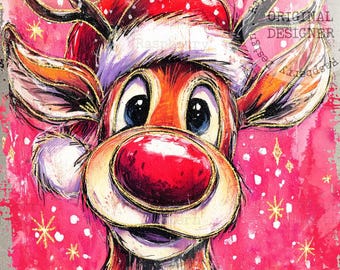 Renne de Noël preppy PNG, Noël paillettes png, films de Noël Png, Noël preppy coup de pinceau, jolie chemise de Noël, Noël tendance