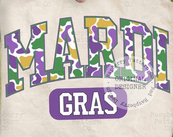 Mardi Gras Varsity PNG, Camo Mardi Gras PNG, Fat Tuesday, Preppy Y2K Mardi Gras Beads Png, College Font Mardi Gras, Viral Trendy Mardi Gras