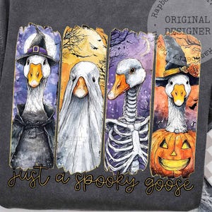 Spooky Goose Png, Halloween Goose PNG, Halloween Shirt, Ghost Goose PNG, Skeleton Goose,Halloween Sublimation Design,Pumpkin Goose Shirt Png