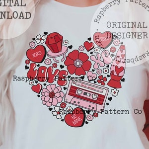 Love Valentine&#39;s Day PNG Sublimation, Cute Valentine&#39;s Day PNG, Heart Sublimation, Conversation Hearts, Ring Pop, XOXO,Love Songs,Floral png