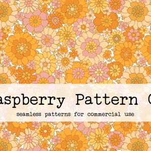 Vintage Retro Floral Flower Power Seamless Pattern Boho for Commercial Use, Floral Seamless Pattern, Seamless Repeat Pattern