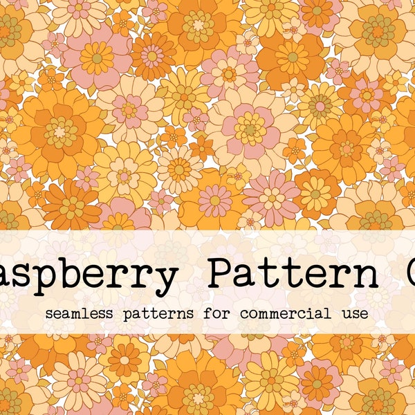 Vintage Retro Floral Flower Power Seamless Pattern Boho for Commercial Use, Floral Seamless Pattern, Seamless Repeat Pattern