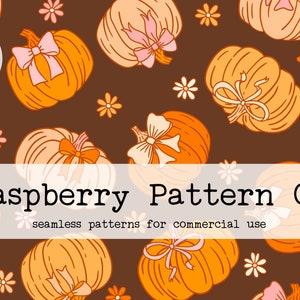 Coquette Pumpkin seamless file,Coquette Fall seamless,Fall Floral seamless pattern,Coquette Thanksgiving seamless,Pumpkins and Bows seamless