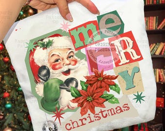 Frohe Weihnachten PNG, Preppy Merry Santa Collage Png, Weihnachtskokette Sublimation Png, Weihnachtscollage Shirt Png, Weihnachtscollage png