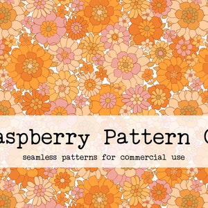 Vintage Retro Floral Flower Power 70s Seamless Pattern Boho for Commercial Use, Floral Seamless Pattern, Seamless Repeat Pattern