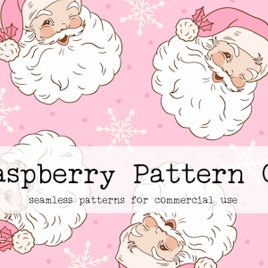 Retro Vintage Pink Santa Seamless Pattern File, Pink Christmas seamless repeat pattern, Boho Santa seamless, retro Christmas, Gender Neutral