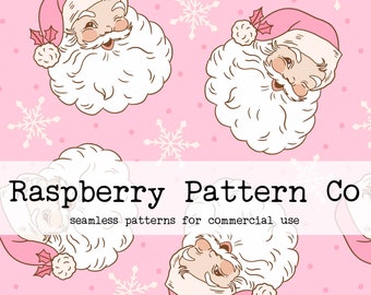 Retro Vintage Pink Santa Seamless Pattern File, Pink Christmas seamless repeat pattern, Boho Santa seamless, retro Christmas, Gender Neutral