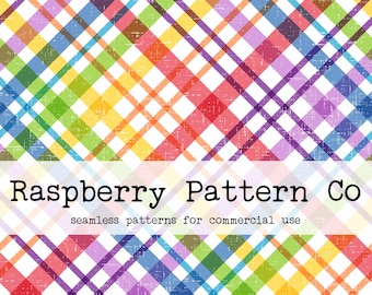 Distressed Rainbow Plaid Gingham Seamless Pattern Boho Neutral for Commercial Use, Bright Summer Plaid Seamless Pattern, Plaid Seamless File