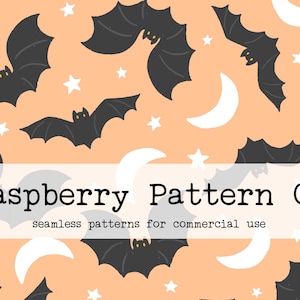 Halloween Bats seamless pattern, Spooky Halloween Night seamless, moon and stars seamless, gender neutral cute halloween seamless pattern